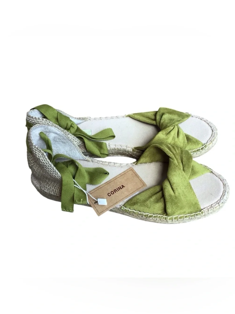 Corina Green Suede Ankle Tie Espadrille Sandals NWT